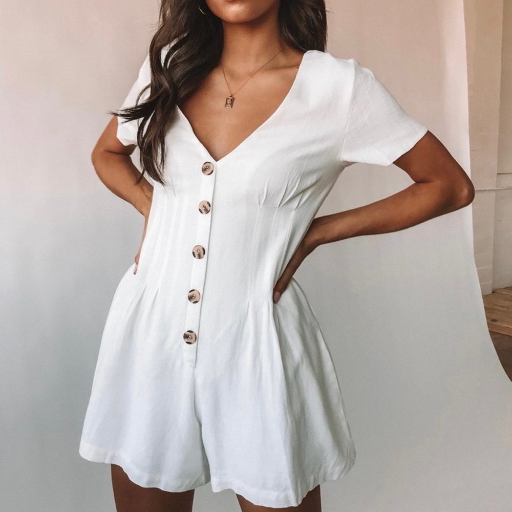 Princess Polly Adi Romper in White